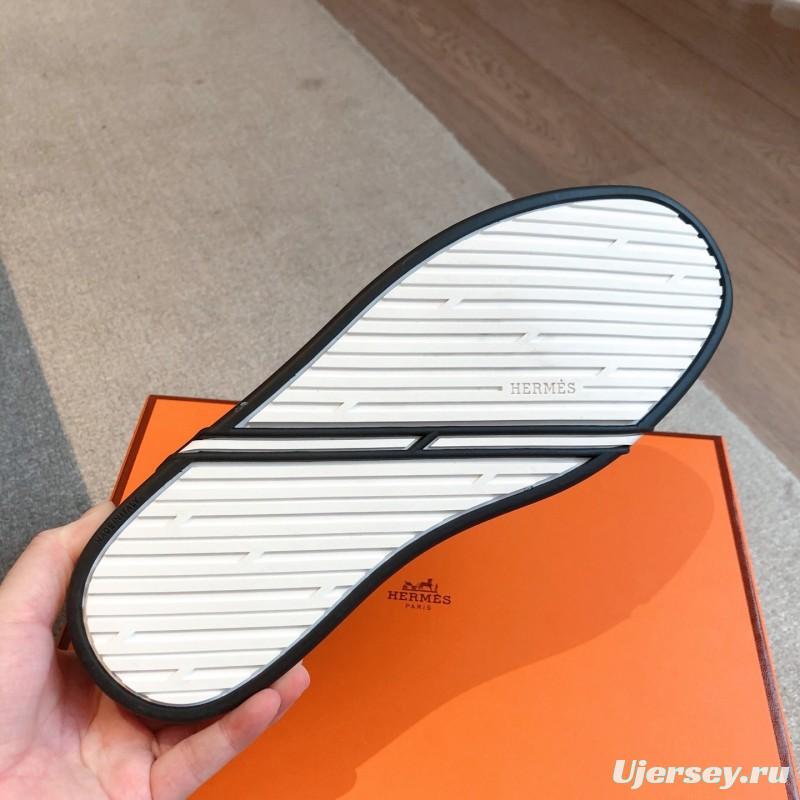 2025 Men Hermès Brown White Leather Sneakers AS00380