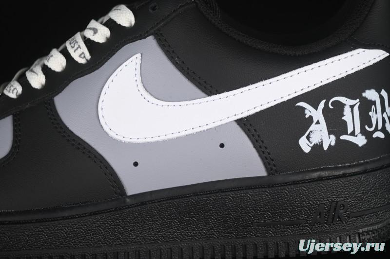 Nike Air Force 1 '07 Low Black Silver Court Low-Top Casual Sneakers - ZH0316-085