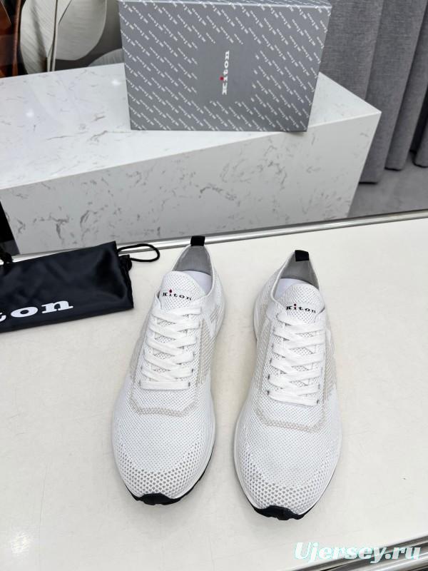 2025 Men Kiton White Beige Knit Sneakers Original MD Rubber Sole AS00320