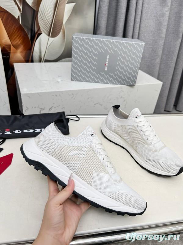 2025 Men Kiton White Beige Knit Sneakers Original MD Rubber Sole AS00320