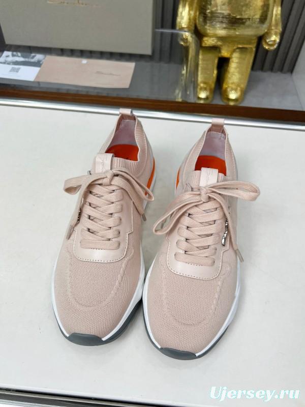 2025 Unisex Santoni Beige Wool Blend Knit Sneakers AS00320