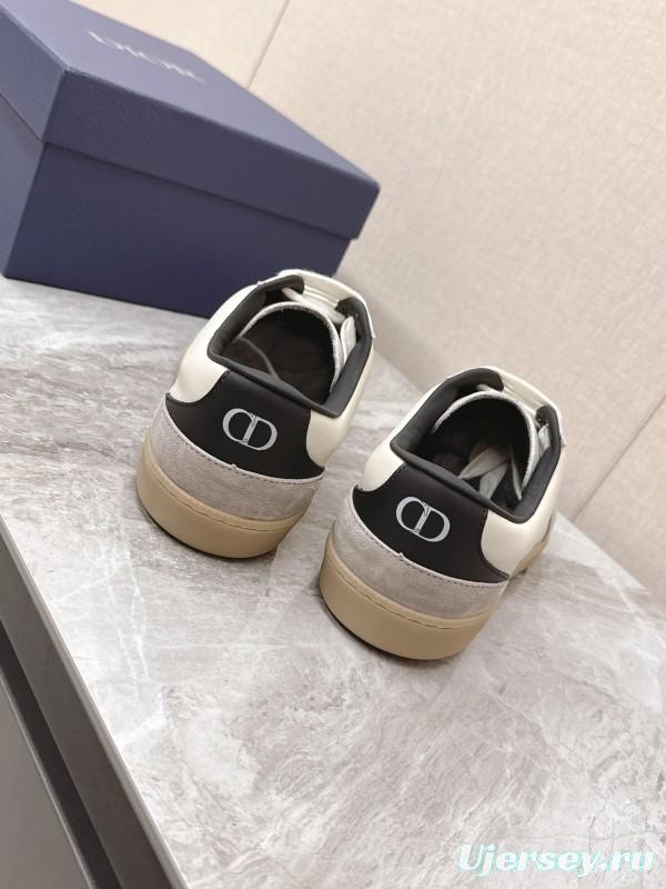 2025 Unisex Dior Black White Grey Leather Suede Sneakers Matchpoint B01 KFY00300
