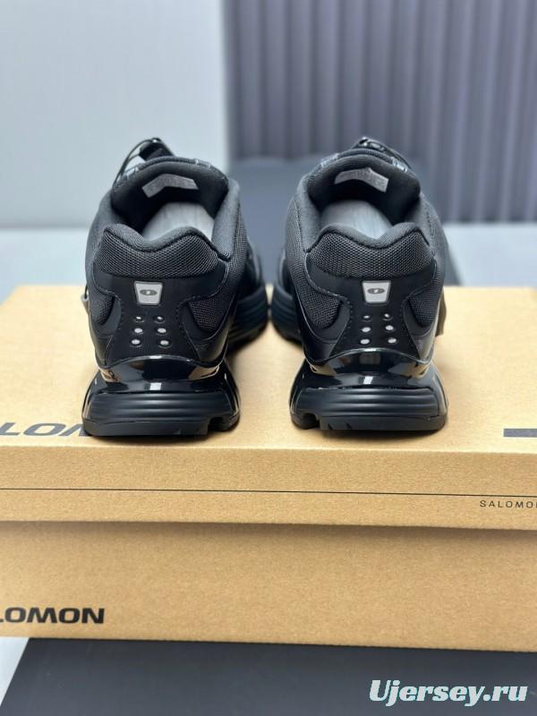 2025 Unisex SALOMON Black Leather Mesh Sneakers AS00320