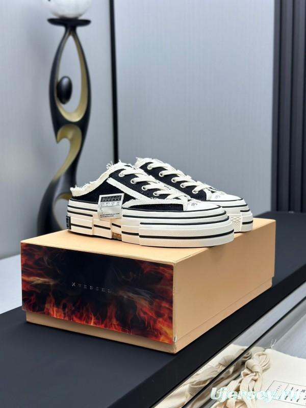 2025 Unisex XVESSEL Black White Canvas Plimsolls Vulcanized AS00240