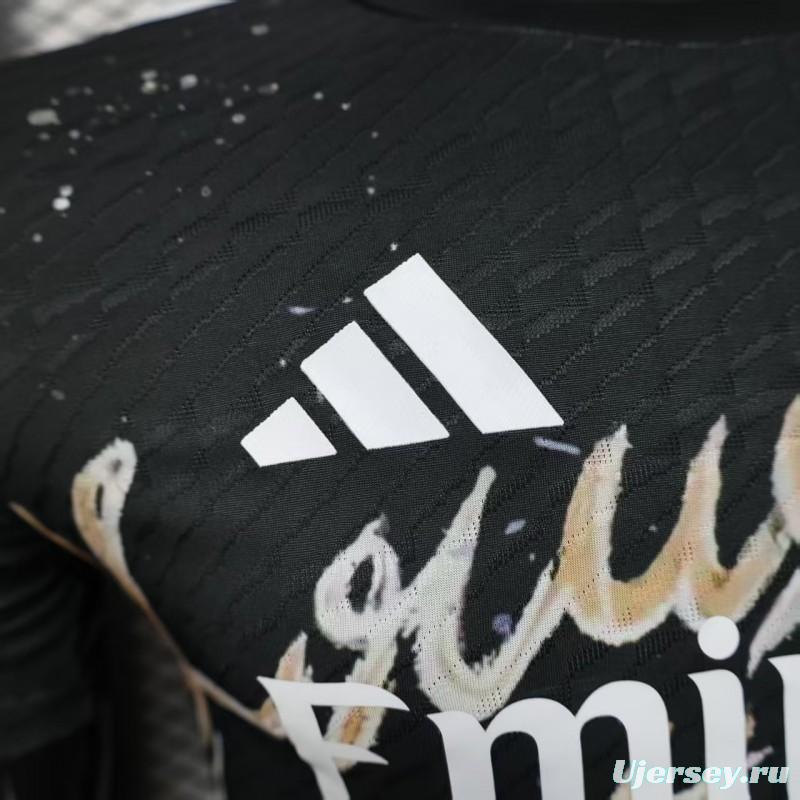 Player Version 25/26 Real Madrid Black with Colorful Abstract Art Pattern Jersey