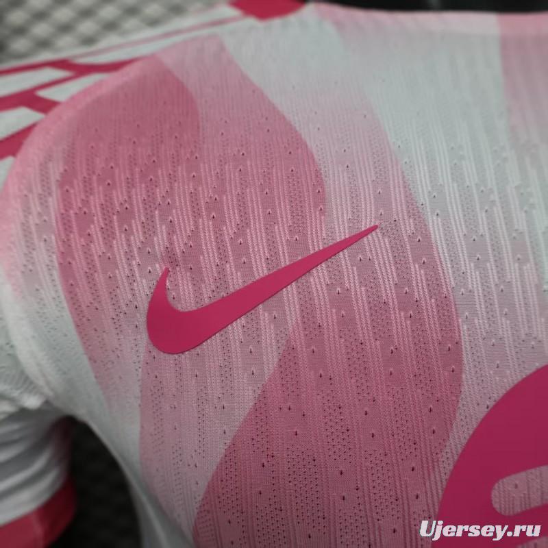 Player Version 25/26 FC Barcelona Pink White with Diagonal Stripe Pattern Jersey
