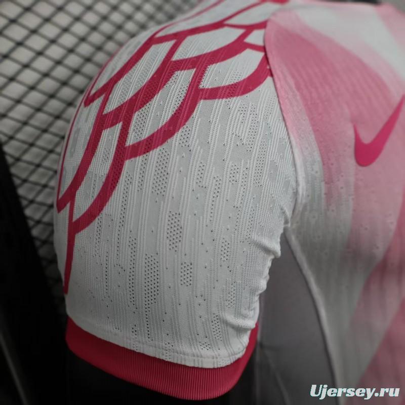 Player Version 25/26 FC Barcelona Pink White with Diagonal Stripe Pattern Jersey