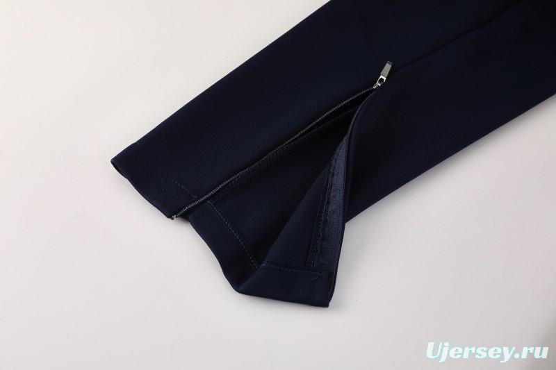 2025 Nike White/Navy Full Hoodie Zipper Jacket +Long Pants