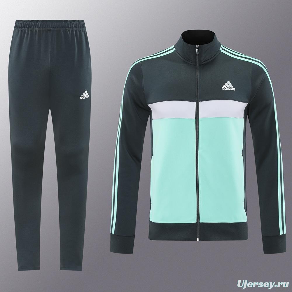 2025 Adidas Dark Grey Full Zipper Jacket +Long Pants