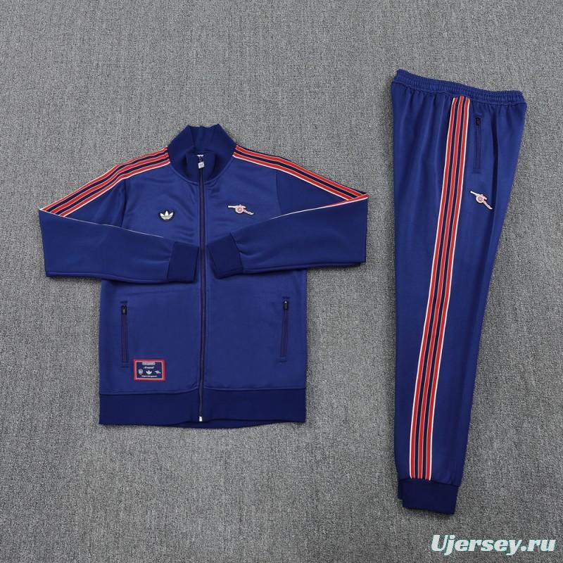25/26 Arsenal Blue with Red & White Stripes Full Zipper Jacket +Long Pants