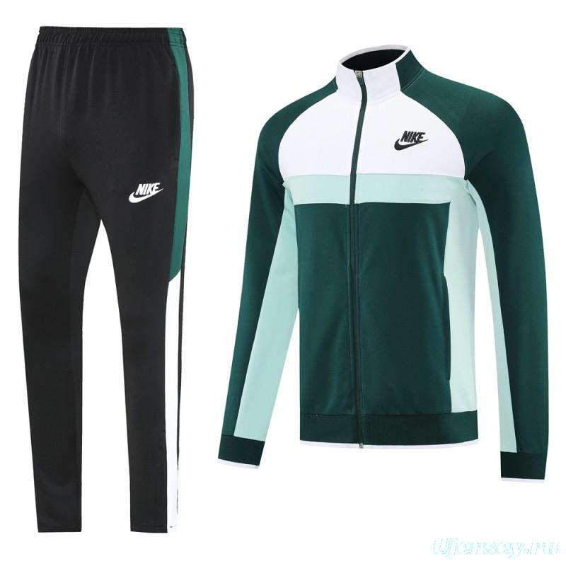 2025 Nike Green/White Full Hoodie Zipper Jacket +Long Pants