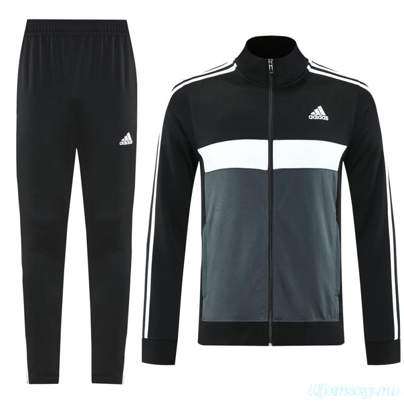 2025 Adidas Black/Grey Full Zipper Jacket +Long Pants