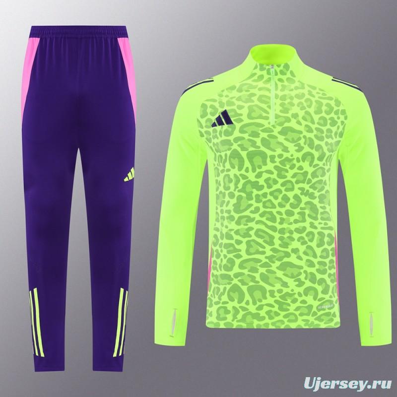 2025 Adidas Purple/Neon Green Half Zipper Jacket +Long Pants