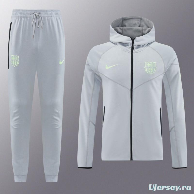 25/26 Barcelona Grey Full Zipper Hoodie Jacket +Long Pants
