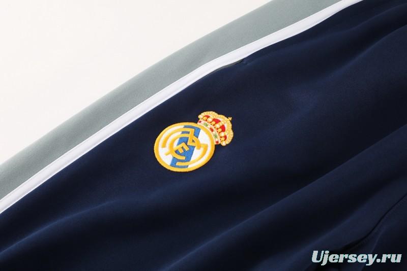 25/26 Real Madrid Navy/Grey Full Zipper Jacket +Long Pants