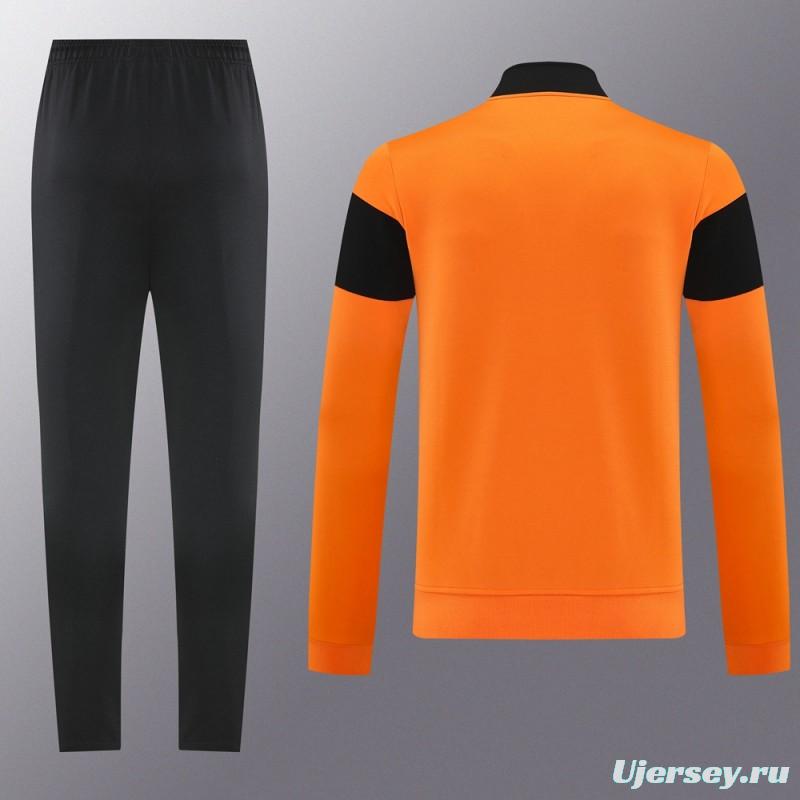2025 Nike Orange/Black Full Hoodie Zipper Jacket +Long Pants