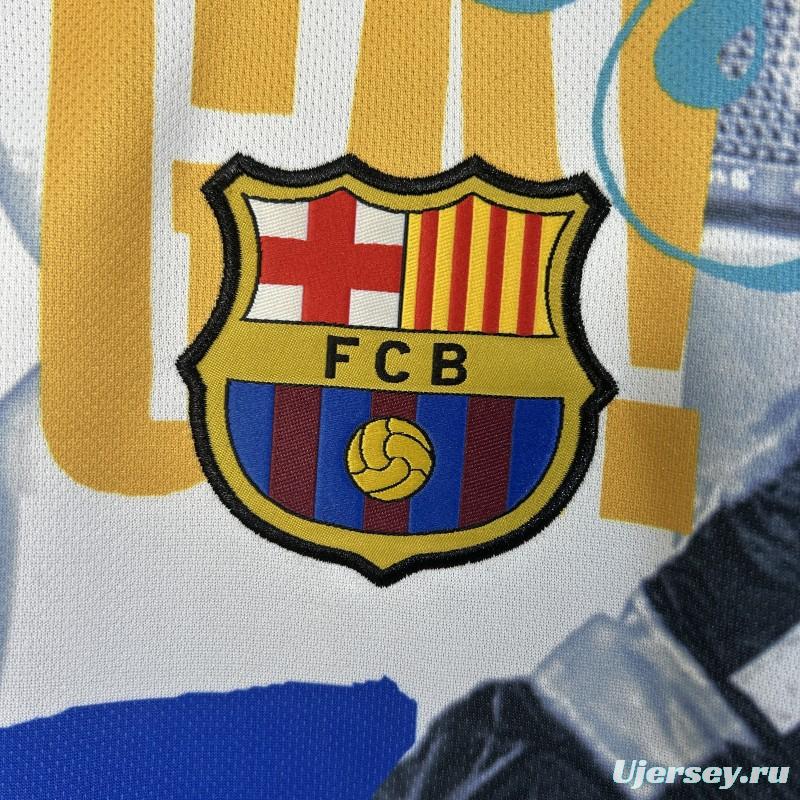25/26 FC Barcelona White with Collage Art Jersey