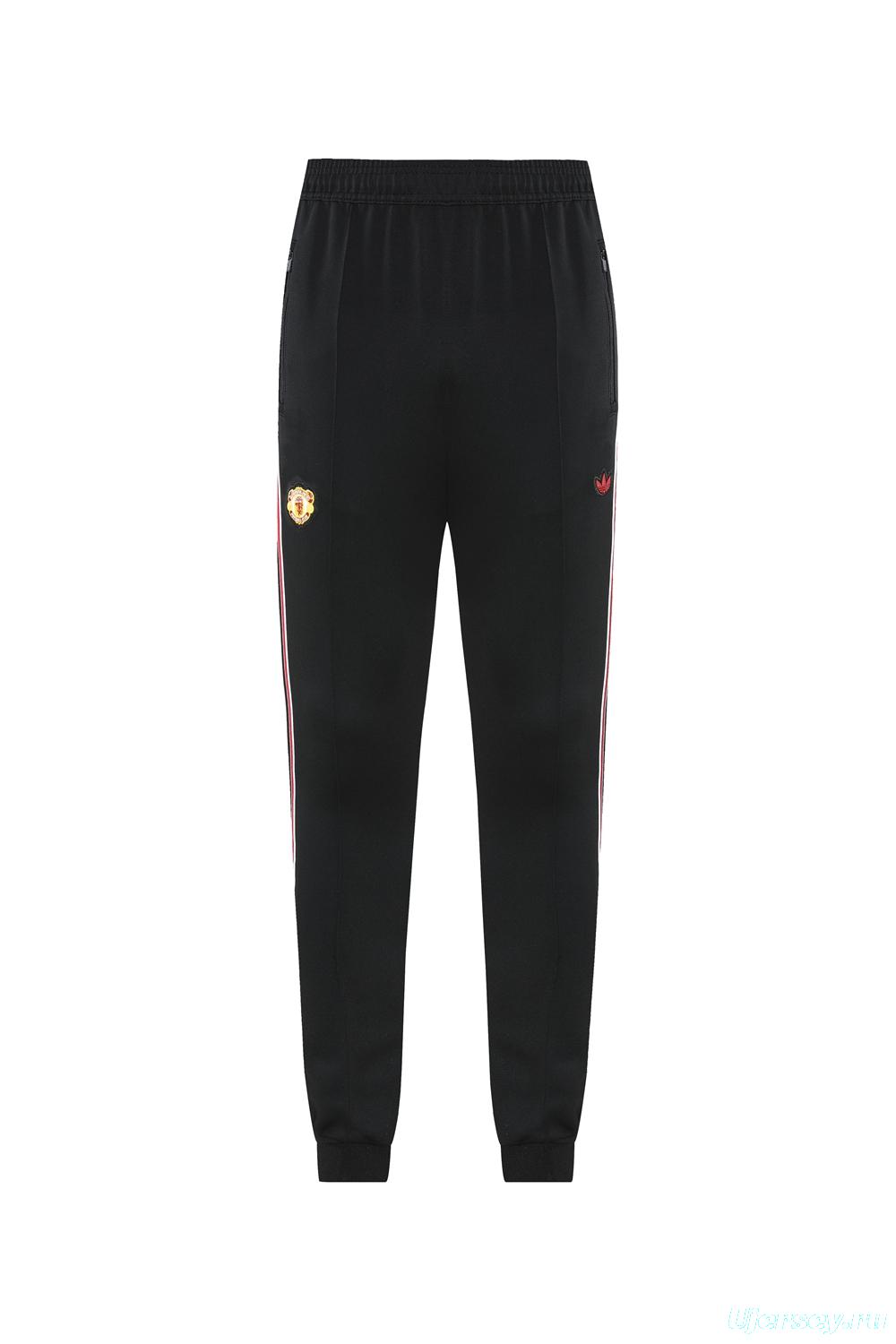 25/26 Manchester United Black Full Hoodie Zipper Jacket +Long Pants