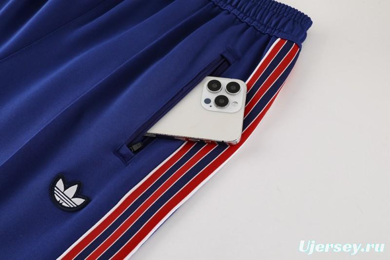 25/26 Arsenal Blue with Red & White Stripes Full Zipper Jacket +Long Pants