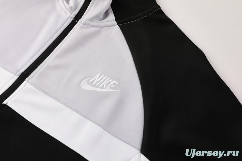 2025 Nike Grey/Black Full Hoodie Zipper Jacket +Long Pants