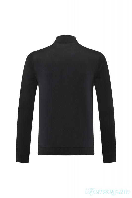 25/26 Manchester United Black Full Hoodie Zipper Jacket +Long Pants