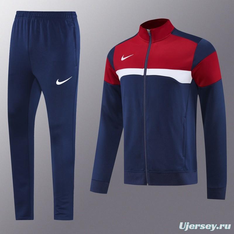 2025 Nike Red/Navy Full Hoodie Zipper Jacket +Long Pants