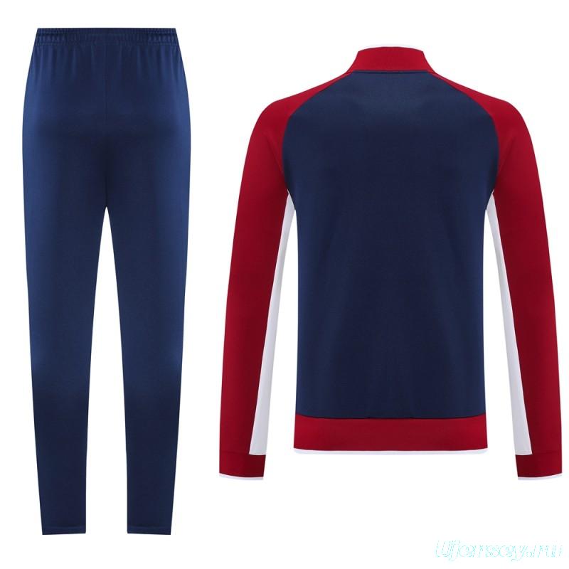 2025 Nike Navy/Red Full Hoodie Zipper Jacket +Long Pants