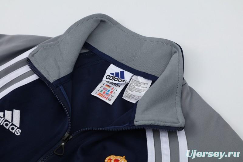 25/26 Real Madrid Navy/Grey Full Zipper Jacket +Long Pants
