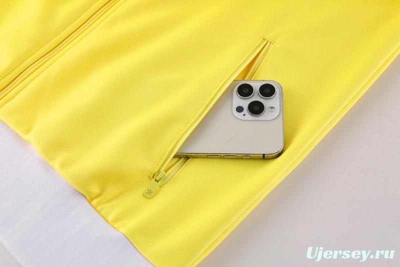 2025 Adidas Original Yellow Full Hoodie Zipper Jacket +Long Pants