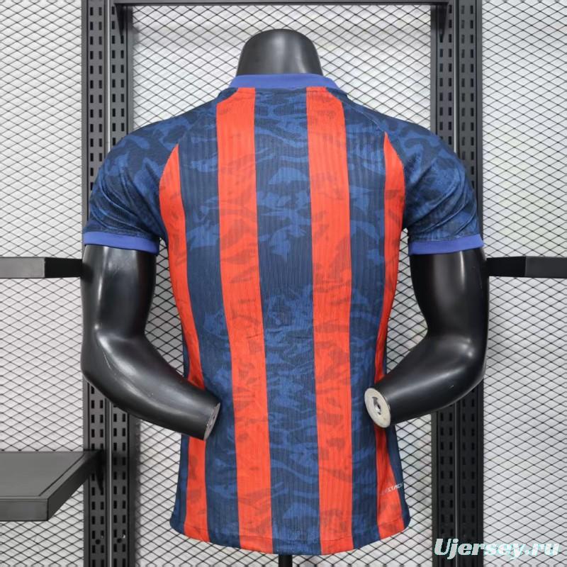 Player Version 25/26 Barcelona Home Blue Red Stripes Jersey with Spotify Sponsor