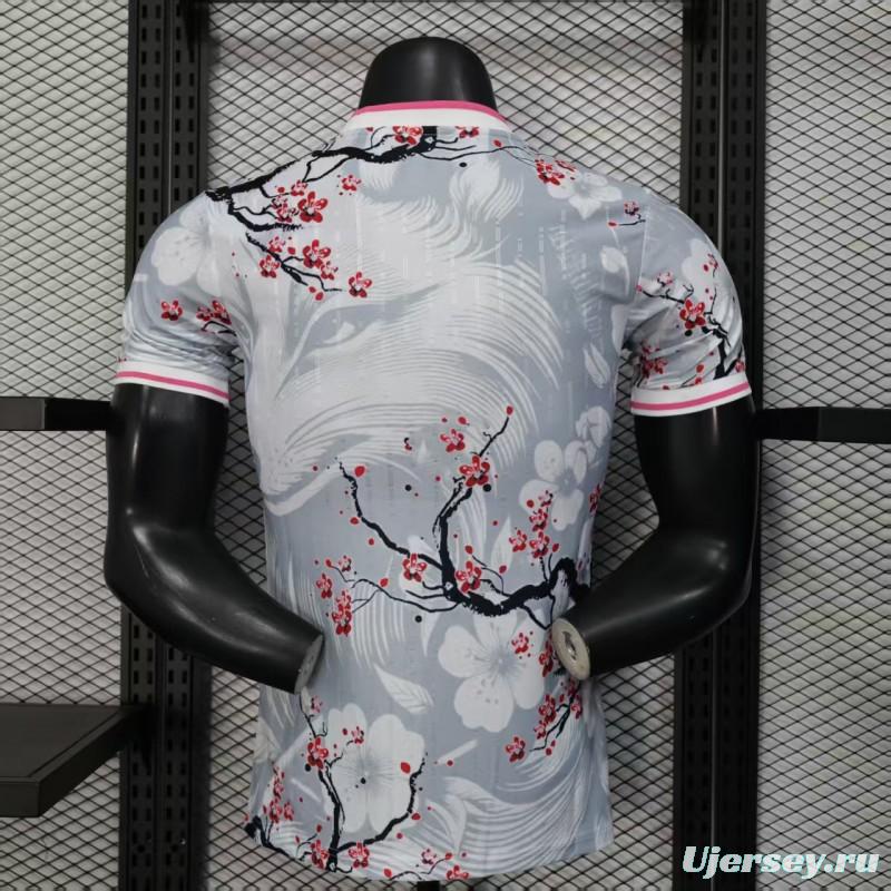 Player Version 2025 Japan White with Fox and Cherry Blossom Pattern Jersey