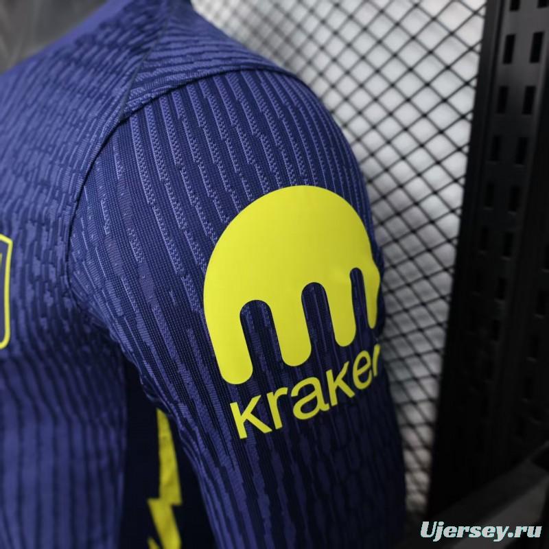 Player Version 25/26 Atletico Madrid Away Blue Long Sleeve Jersey