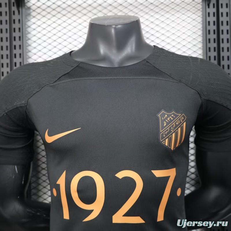 Player Version 25/26 Al-Ahli Black Champion Jersey With Golden Sponsor