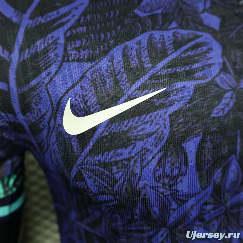 Player Version 2025 Brazil Purple with Tropical Leaf Pattern Jersey