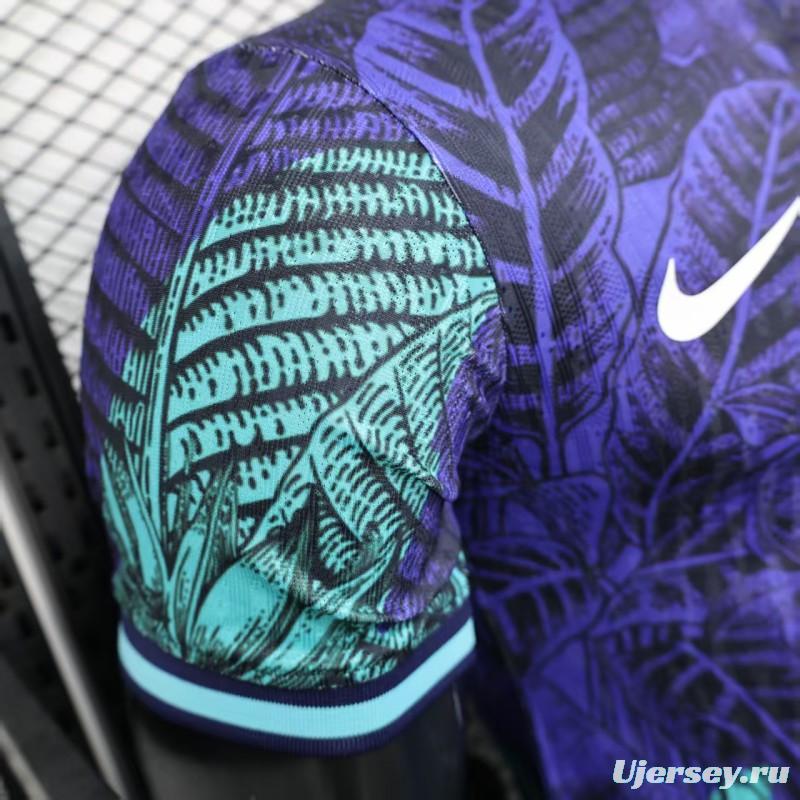 Player Version 2025 Brazil Purple with Tropical Leaf Pattern Jersey