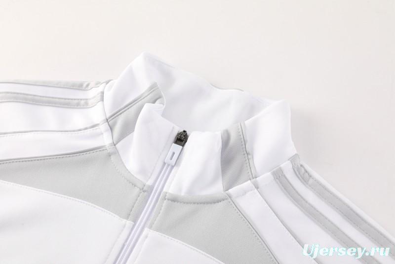 25/26 Real Madrid Grey/White Full Zipper Jacket + Long Pants