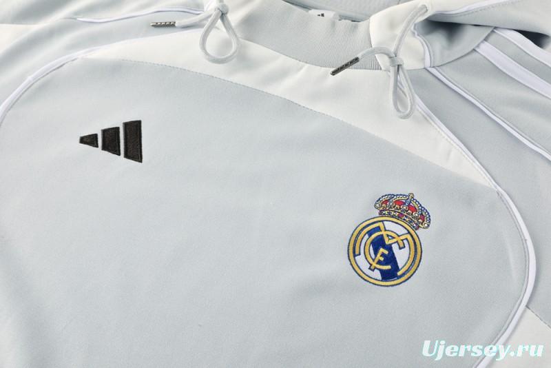 25/26 Real Madrid Hoodie Full Zipper Jacket + Long Pants