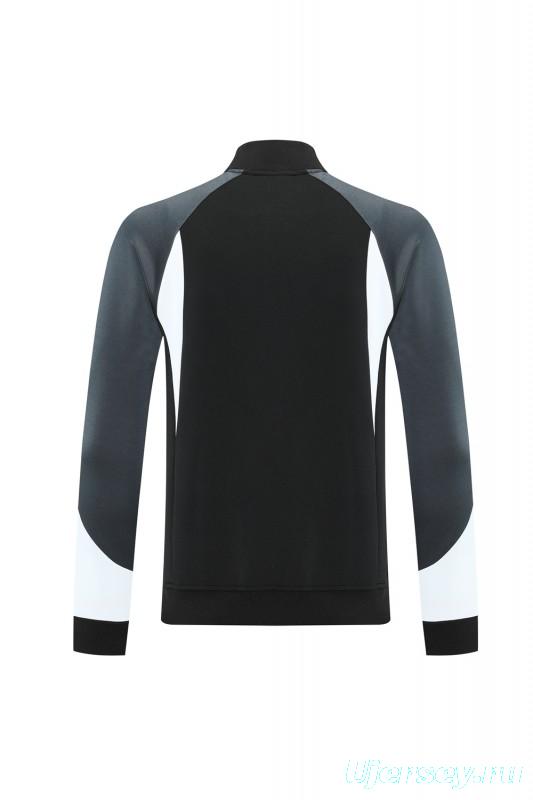 2025 Nike Air Black Tracksuit Set with Gray and White Accents Full Zipper Jacket + Long Pants