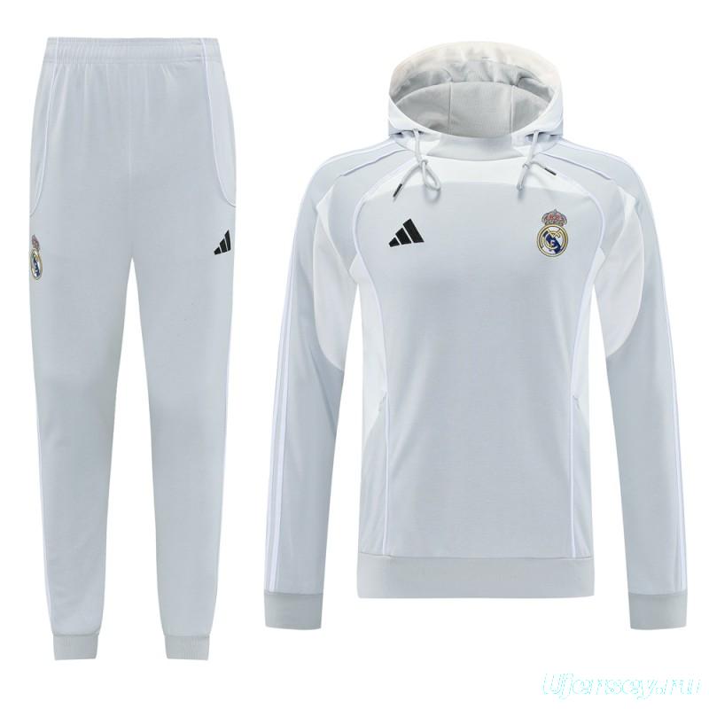 25/26 Real Madrid Hoodie Full Zipper Jacket + Long Pants