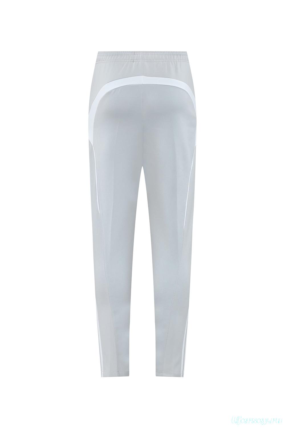 25/26 Real Madrid Grey/White Full Zipper Jacket + Long Pants