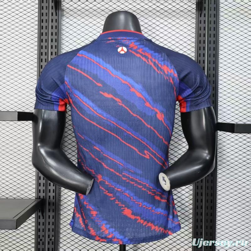 Player Version 25/26 PSG Paris Saint-Germain Blue with Red Lightning Pattern Jersey