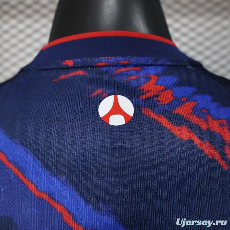 Player Version 25/26 PSG Paris Saint-Germain Blue with Red Lightning Pattern Jersey