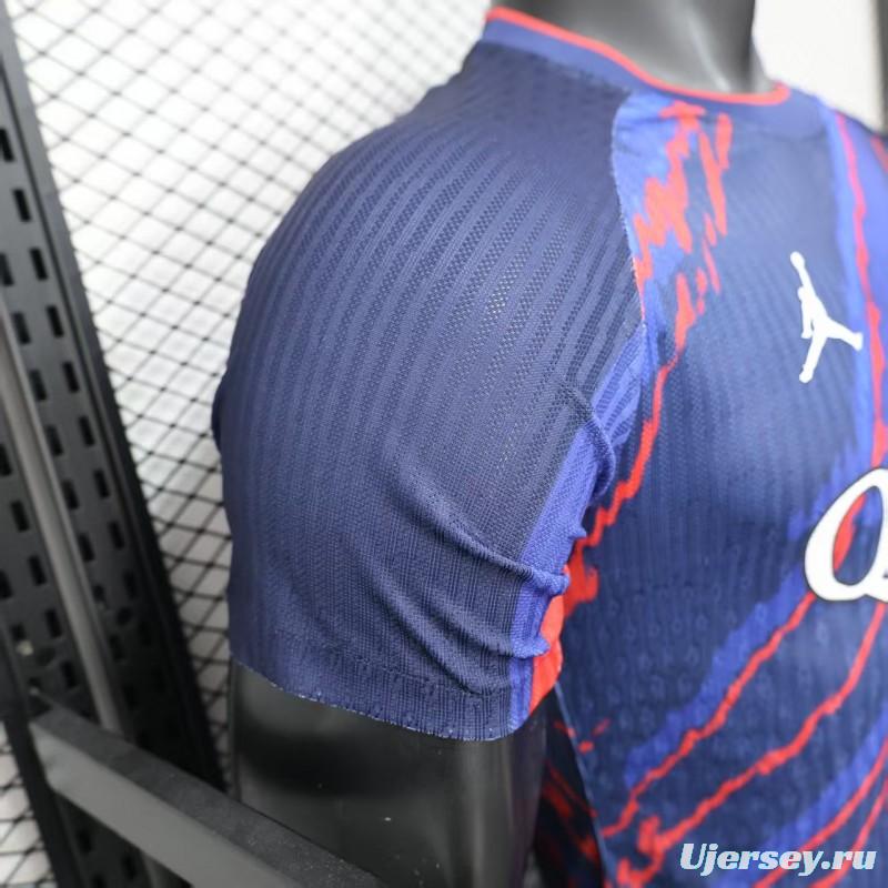 Player Version 25/26 PSG Paris Saint-Germain Blue with Red Lightning Pattern Jersey