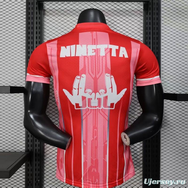 Player Version 25/26 Olympique de Marseille Red with Vertical Stripes Jersey