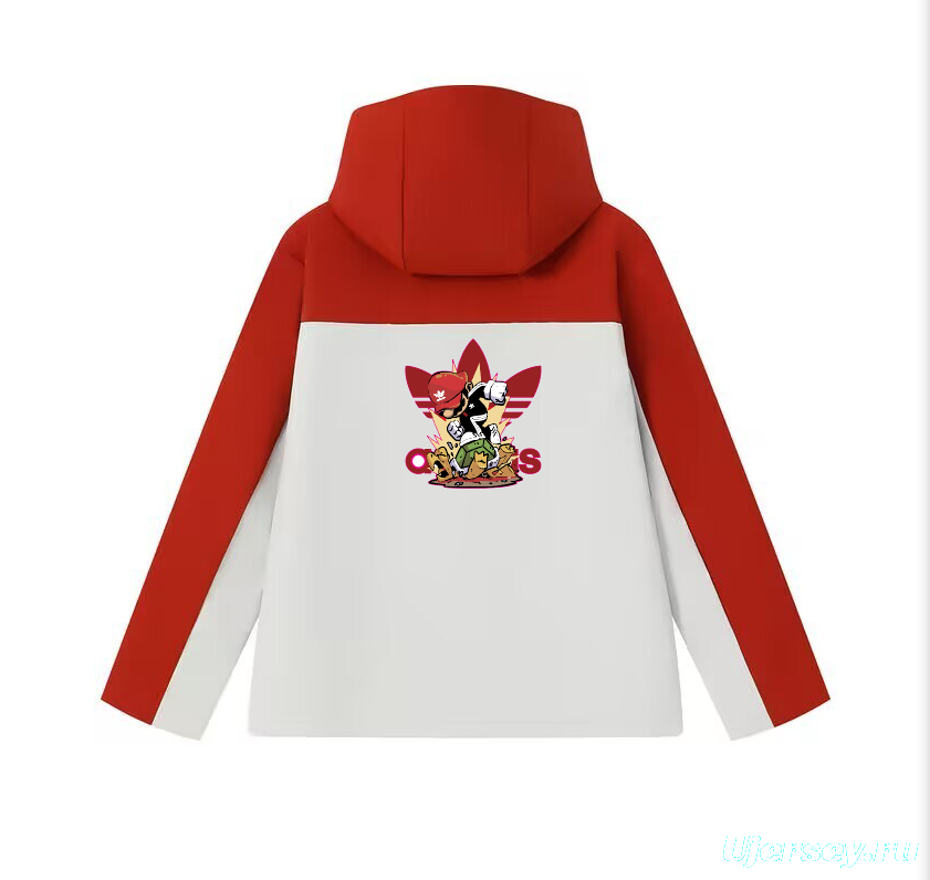2025 Adidas White/Red Full Zipper Waterproof Outdoor Jacket