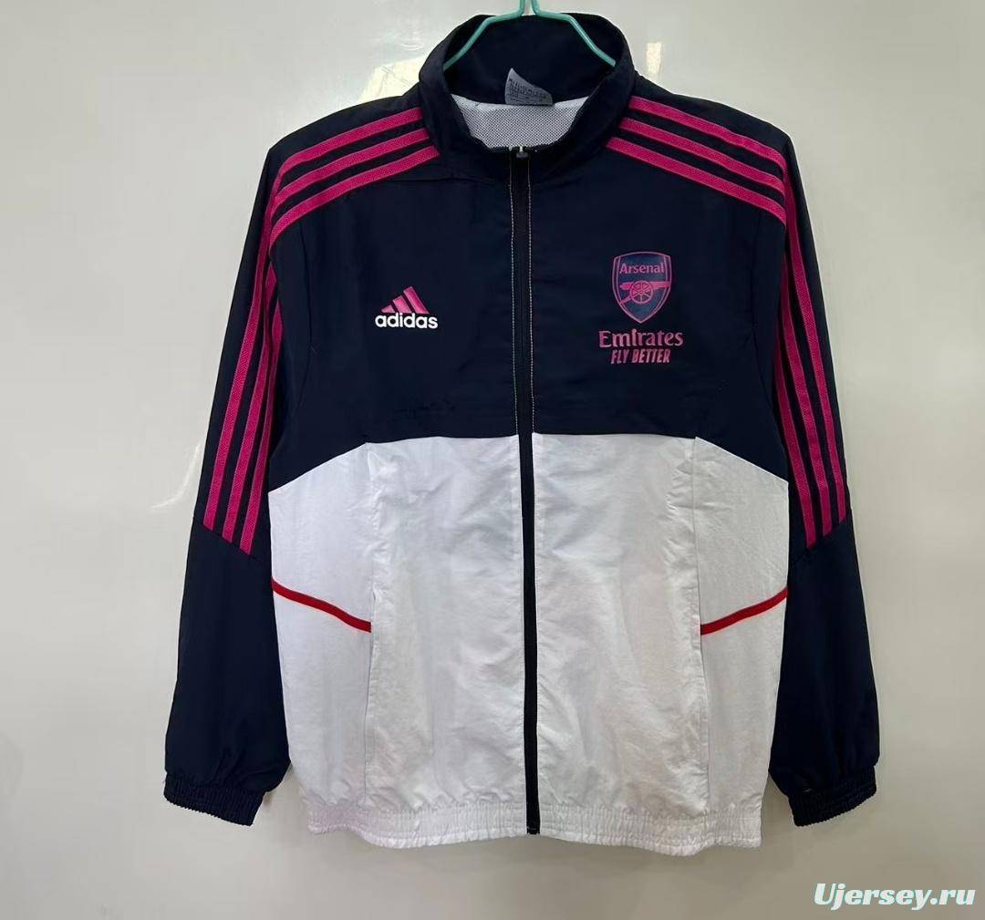 25/26 Arsenal Navy & White with Pink Stripes Windbreaker