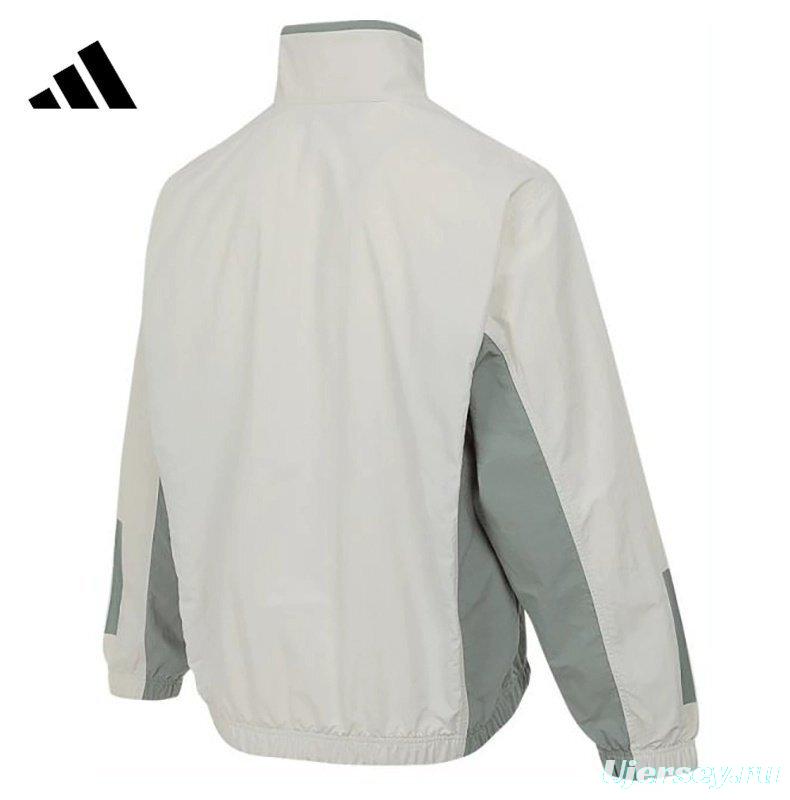 2025 Adidas Cream Colored Nylon Taslon Full Zipper Windbreaker