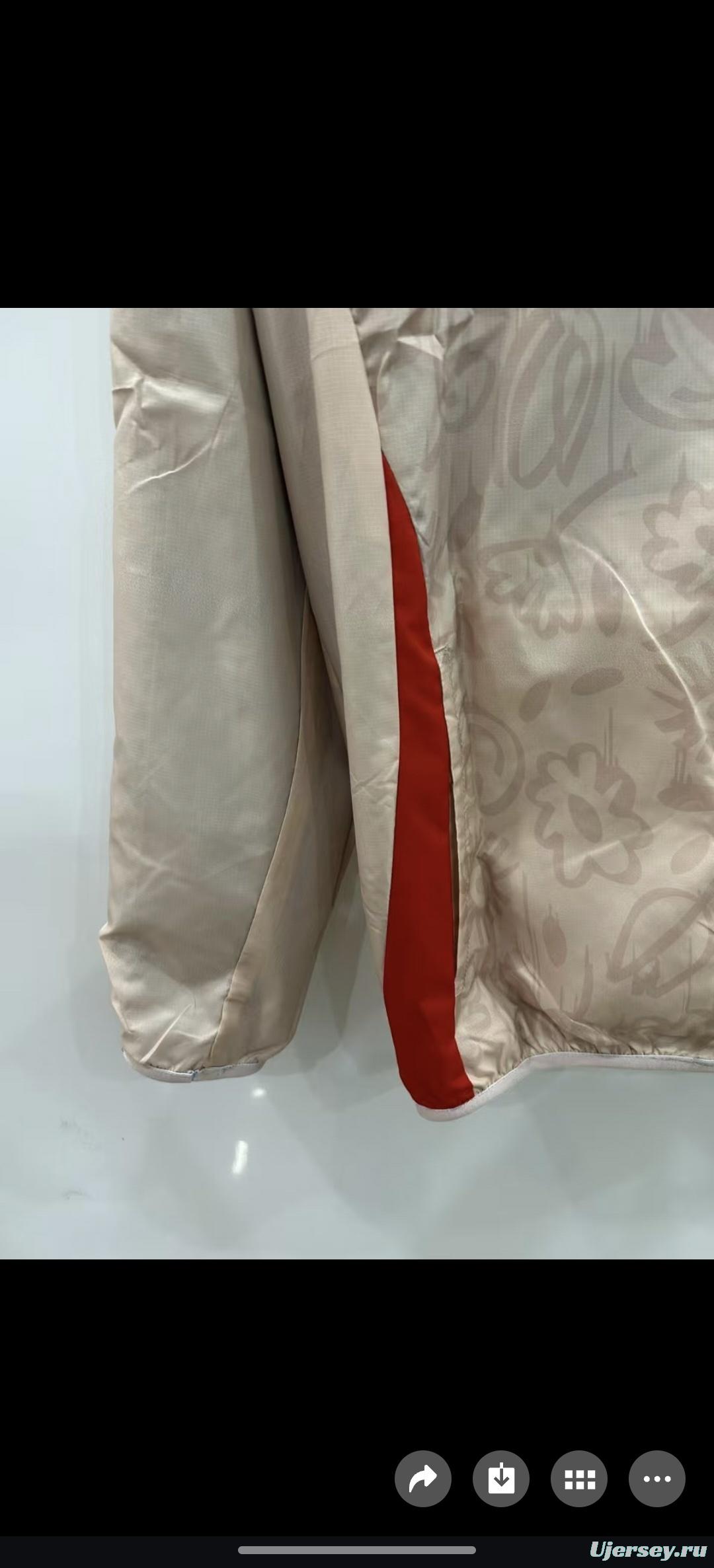 2025 Italy Light Blue/Beige with Floral Pattern Reversible Windbreaker