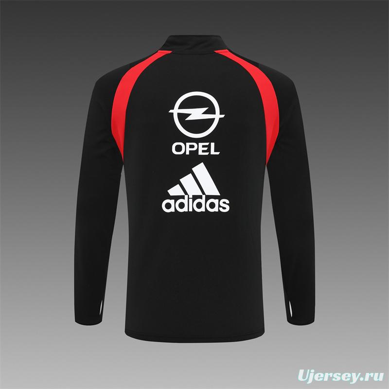 Retro 03/04 AC Milan Black Half Zipper Jacket+Long Pants