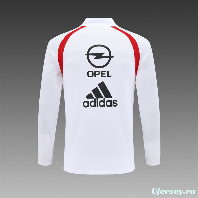 Retro 03/04 AC Milan White Half Zipper Jacket+Long Pants